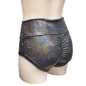 High Waisted Booty Short in Grey Disco