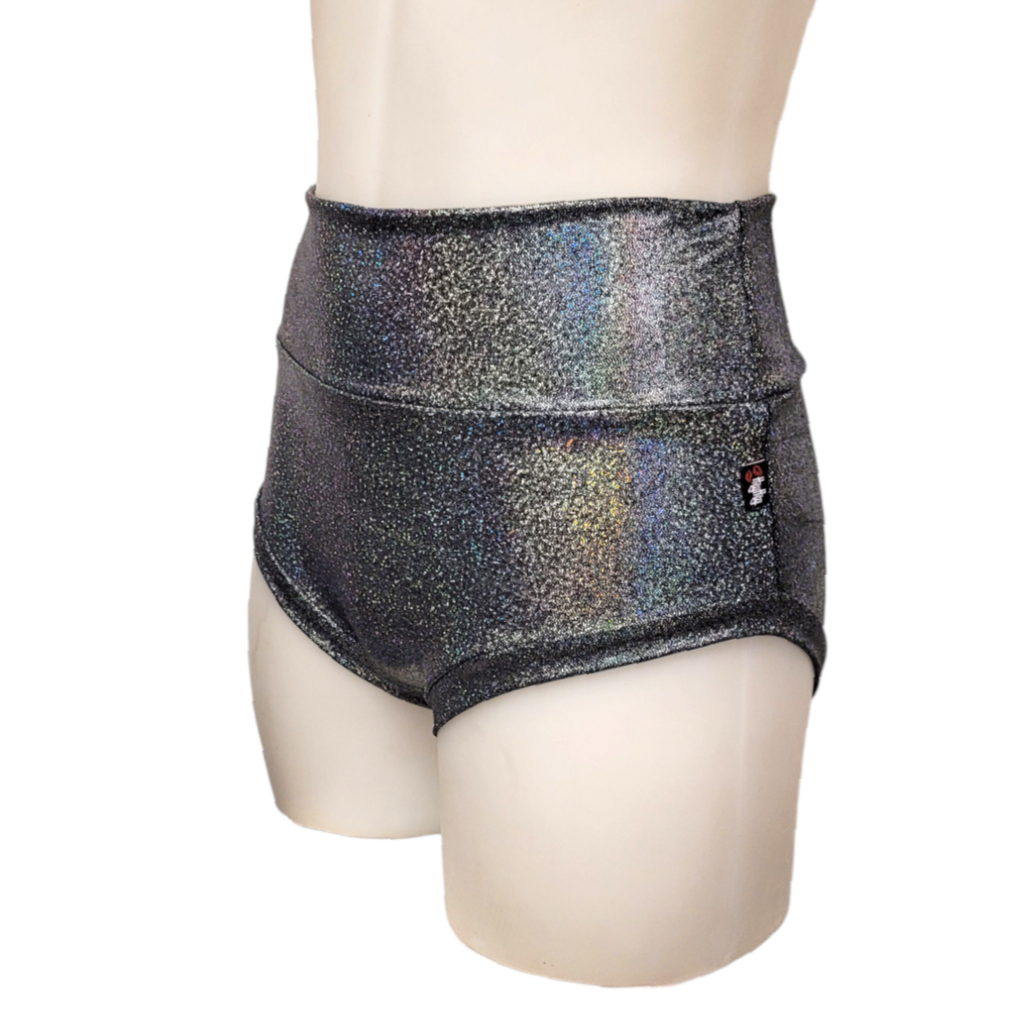 High Waisted Booty Short in Grey Disco