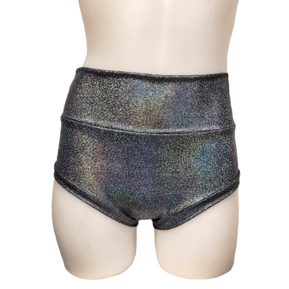 High Waisted Booty Short in Grey Disco