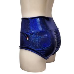 High Waisted Booty Short in Royal Blue Dot