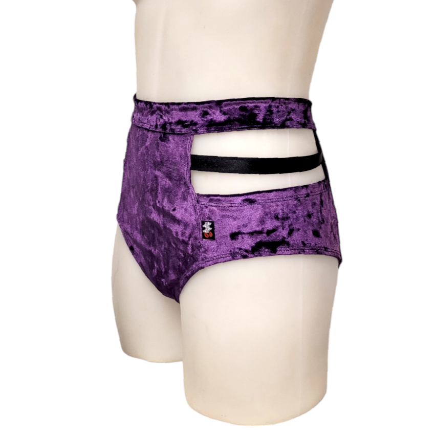 Monroe Short in Grape Crushed Velvet