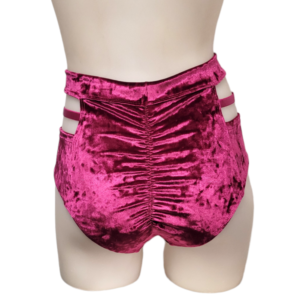 Monroe Cutout Short in Magenta Crushed Velvet