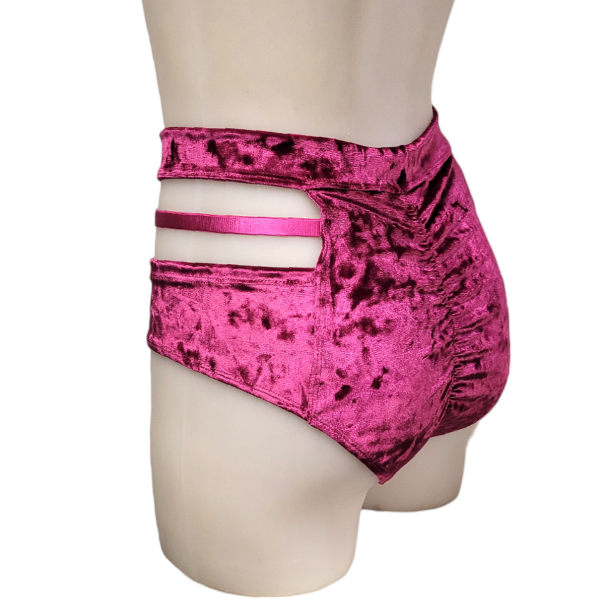 Monroe Cutout Short in Magenta Crushed Velvet