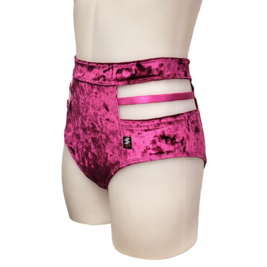 Monroe Cutout Short in Magenta Crushed Velvet