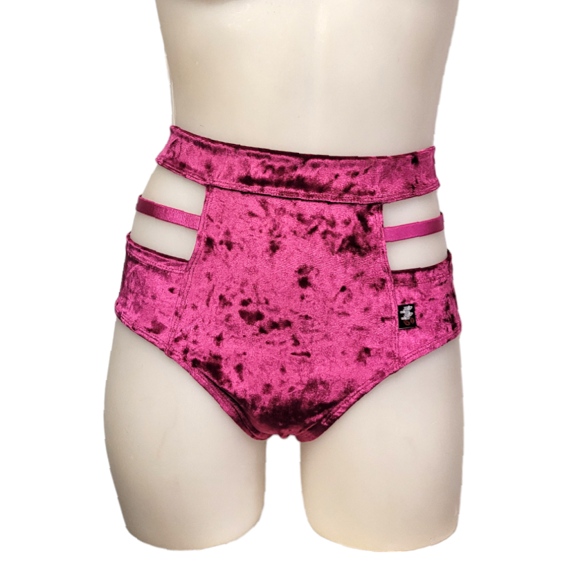 Monroe Cutout Short in Magenta Crushed Velvet