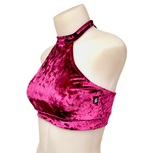 Halter Top in Magenta Crushed Velvet