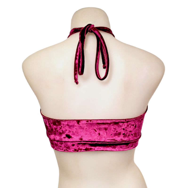 Halter Top in Magenta Crushed Velvet
