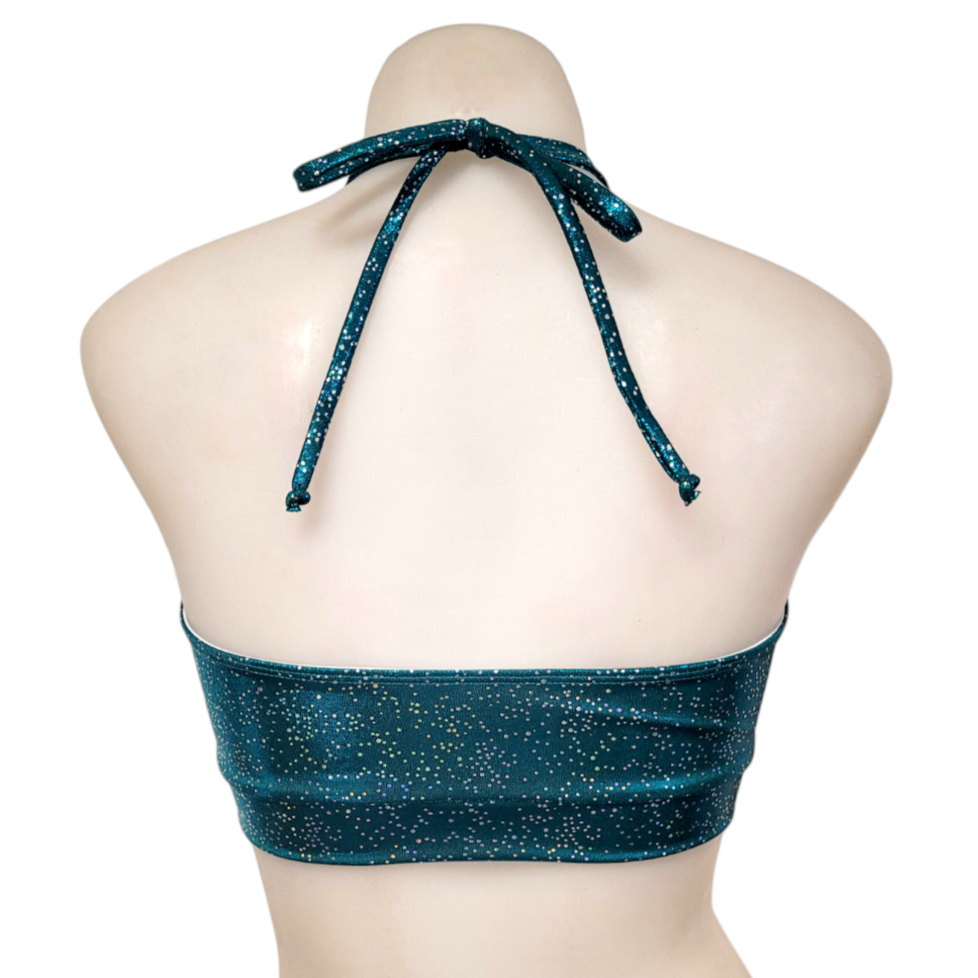 Halter Top in Green Cluster Dot