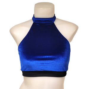 Halter Top in Royal Blue Velvet