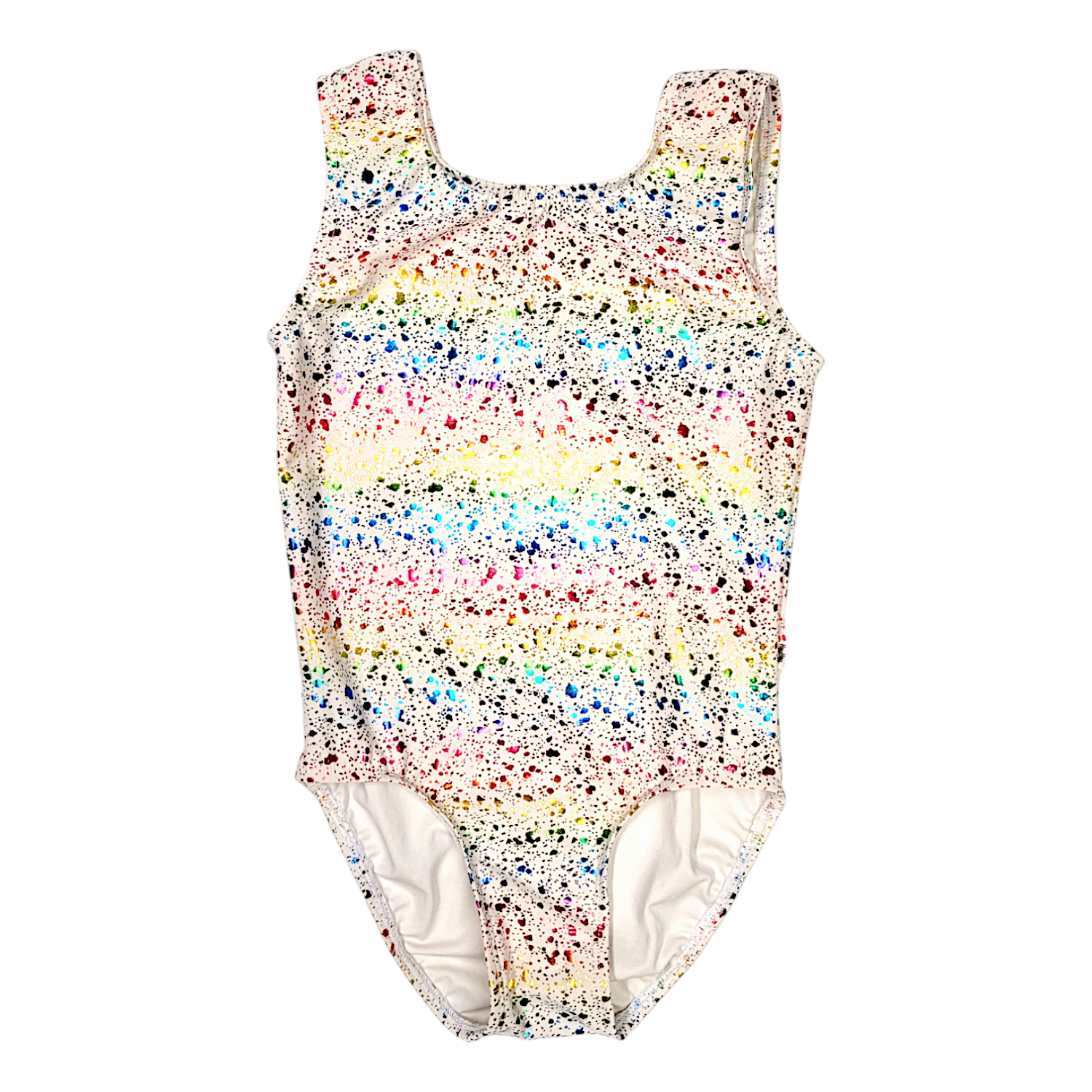 Leotard in White Rainbow Splatter