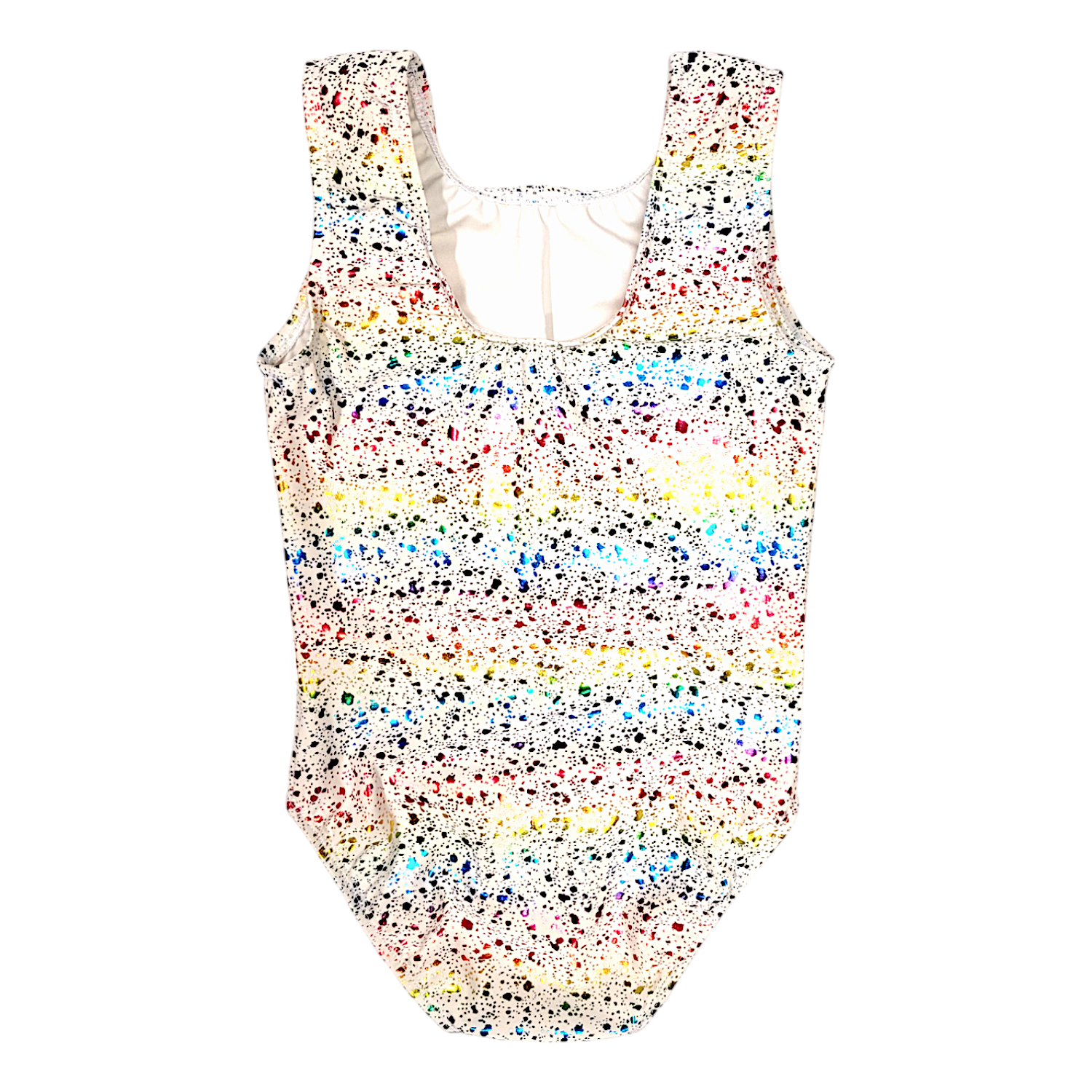 Leotard in White Rainbow Splatter