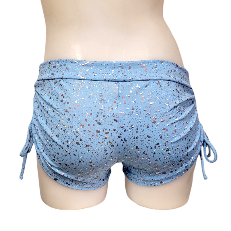Side Tie/Scrunch Short in Blue Speckle