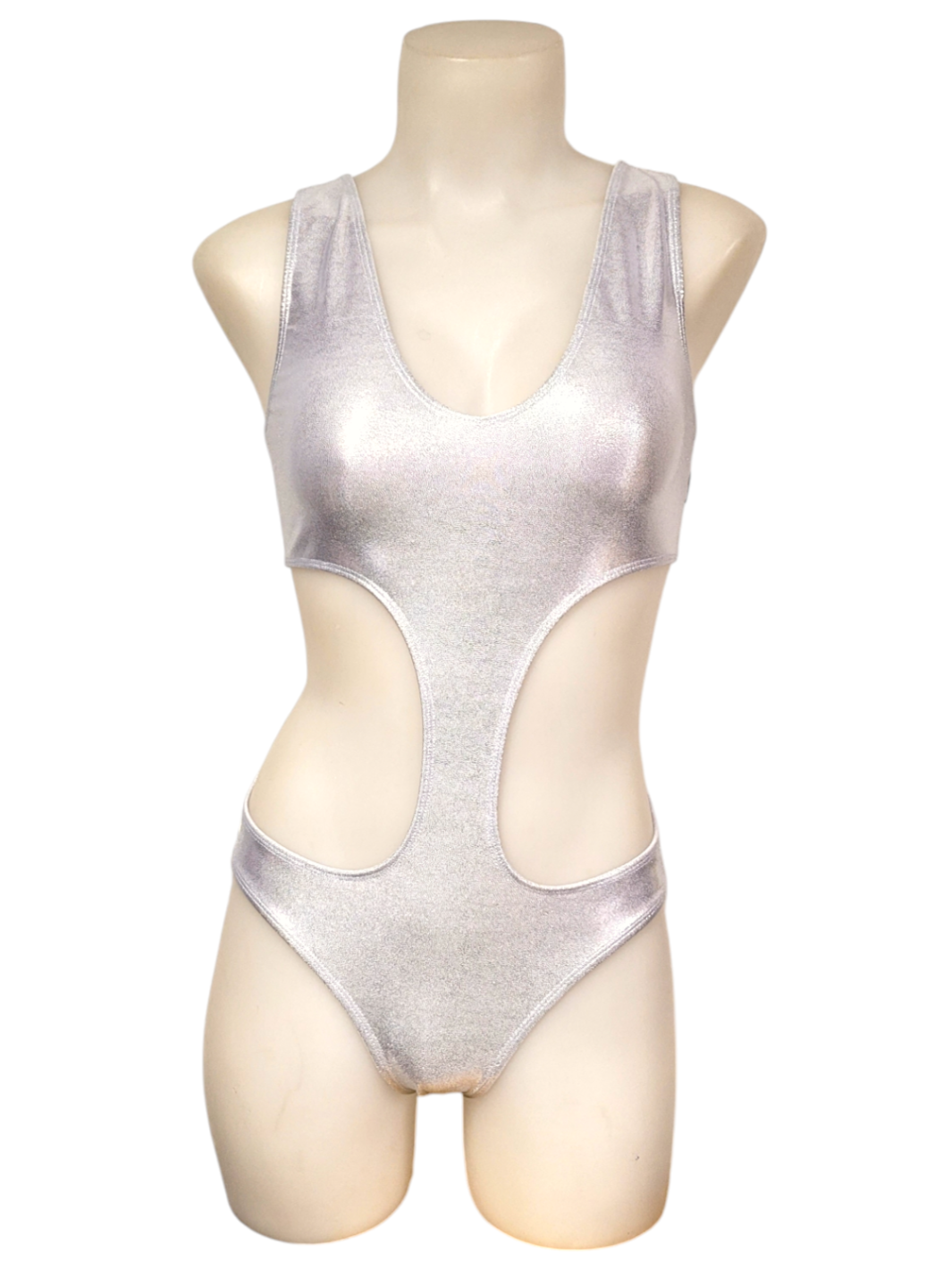 Jade Monokini in White Silver Mystique
