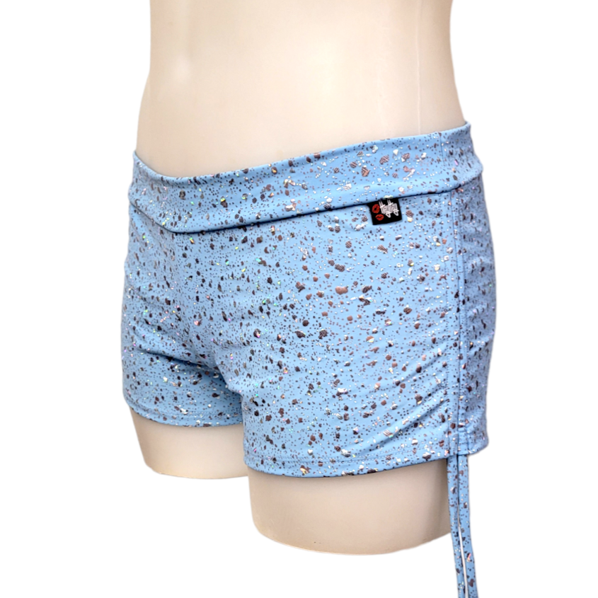 Side Tie/Scrunch Short in Blue Speckle