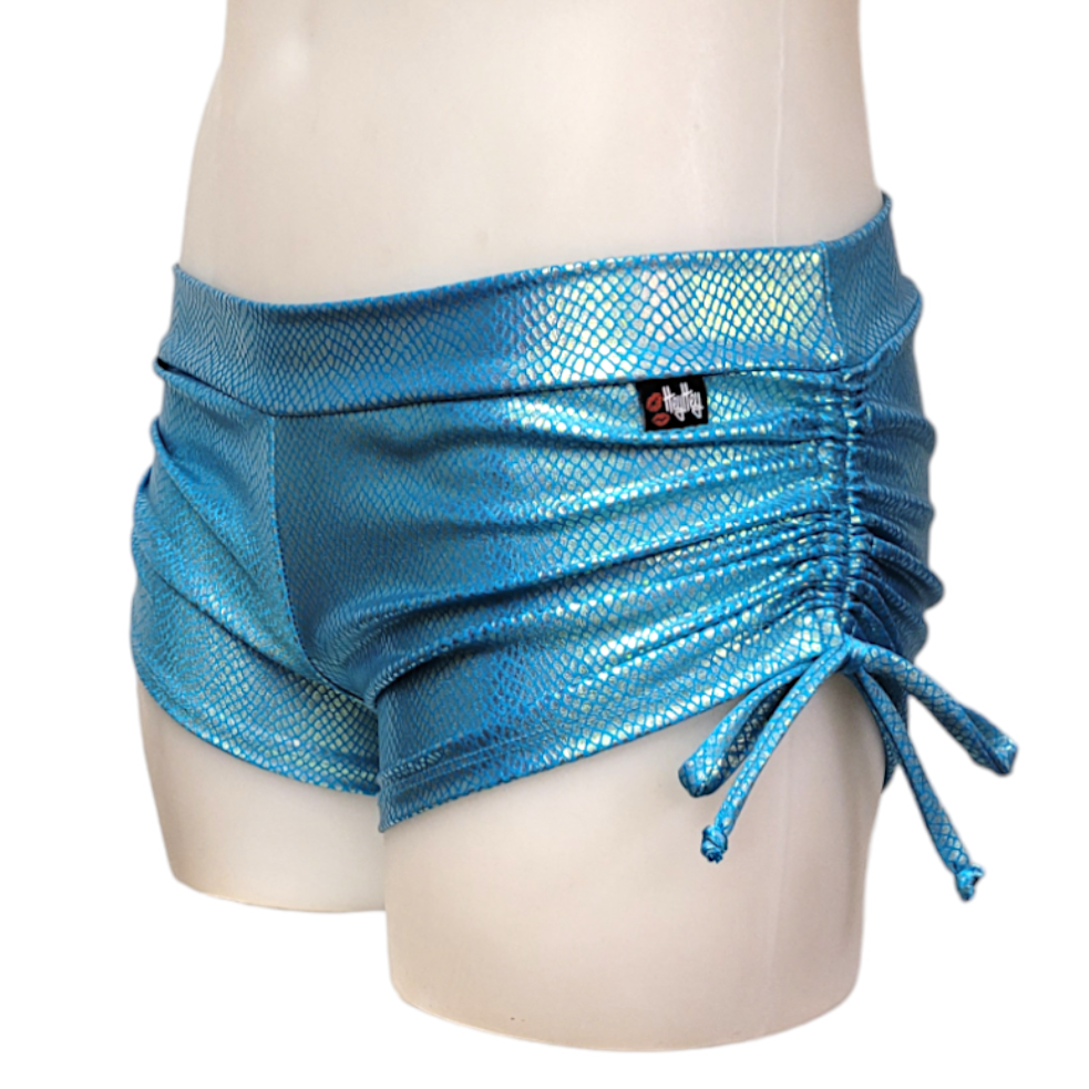 Side Tie/Scrunch Short in Blue Scale