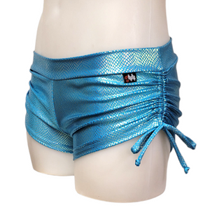 Side Tie/Scrunch Short in Blue Scale