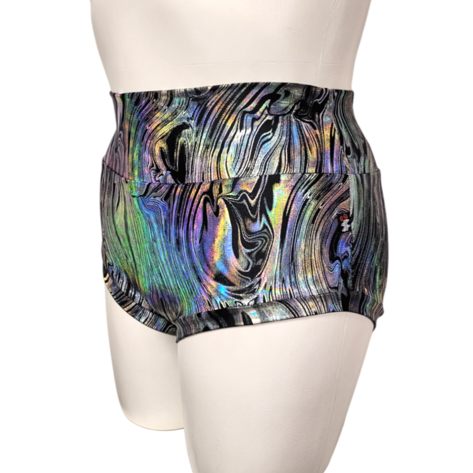 High Waisted Booty Short in Oil Slick