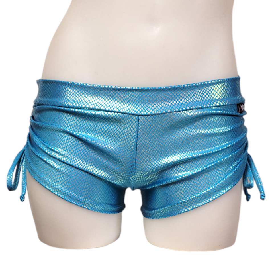 Side Tie/Scrunch Short in Blue Scale