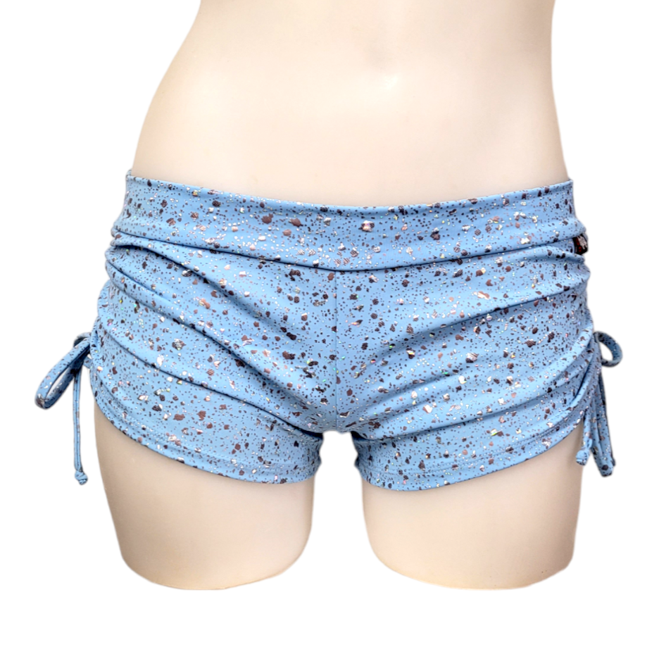 Side Tie/Scrunch Short in Blue Speckle