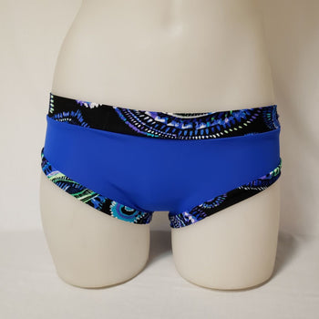 Booty Short - Blue with Neon Paisley Bands