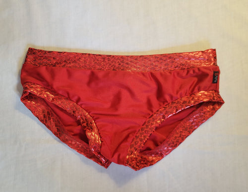 Booty Short - Red with Red Mermaid Bands