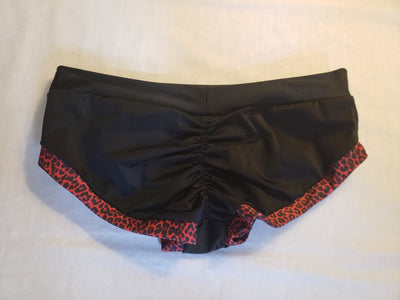 Booty Short - Black with Red Leopard