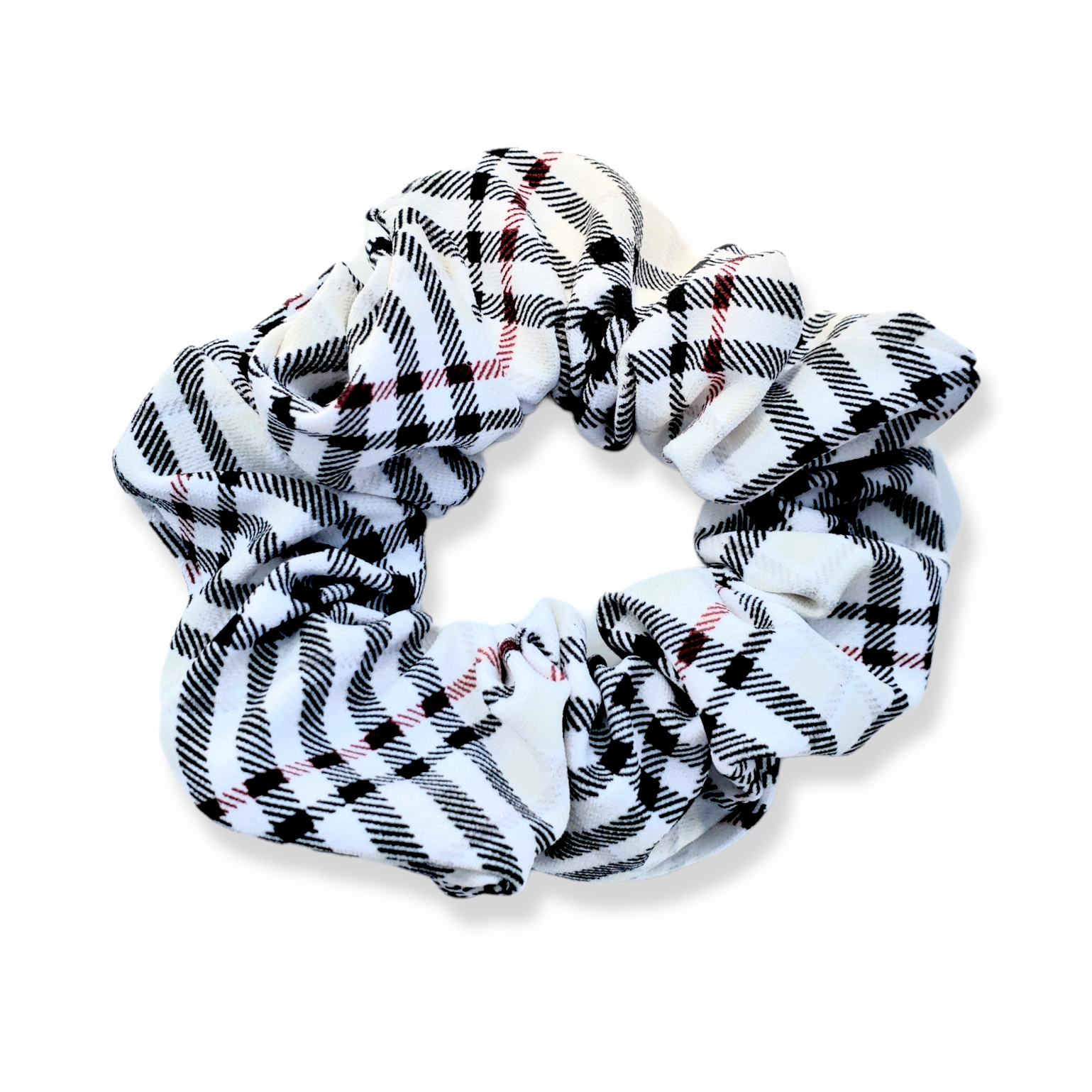 Scrunchie in White Plaid
