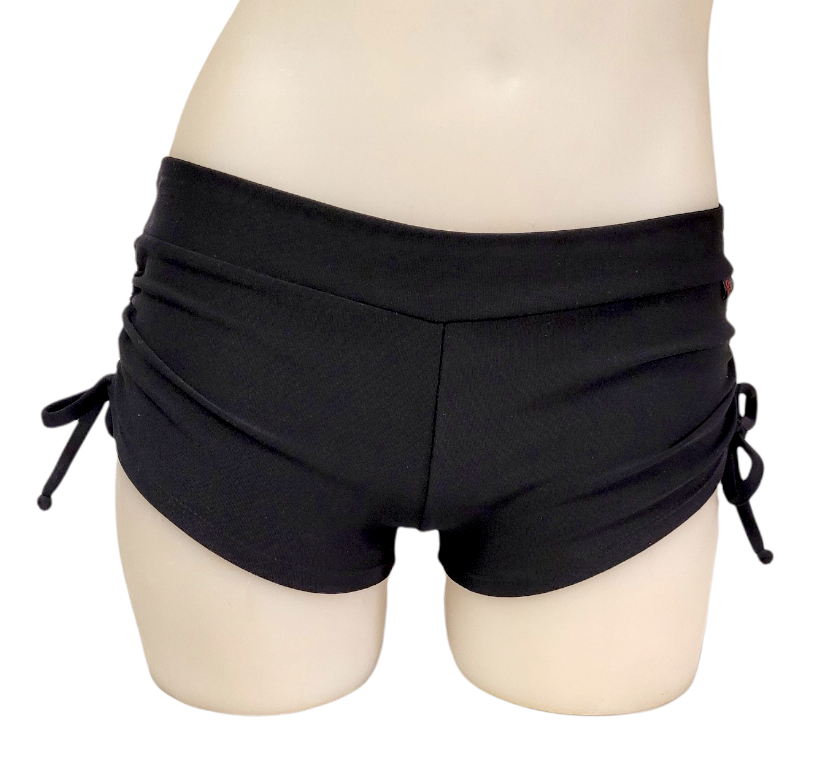 Side Tie/Scrunch Short in Black Supplex