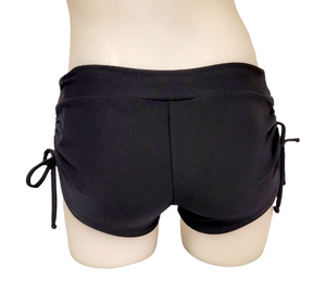 Side Tie/Scrunch Short in Black Supplex