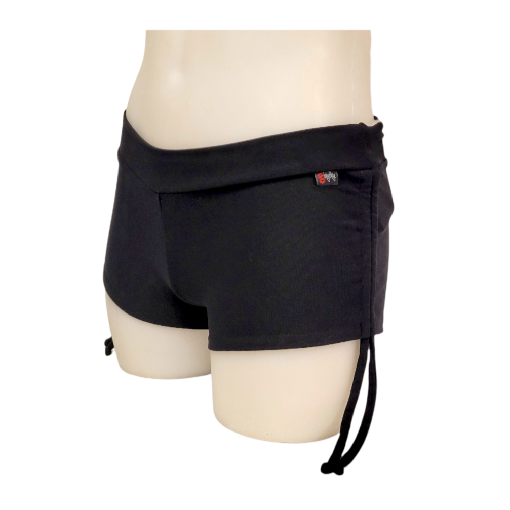 Side Tie/Scrunch Short in Black Supplex
