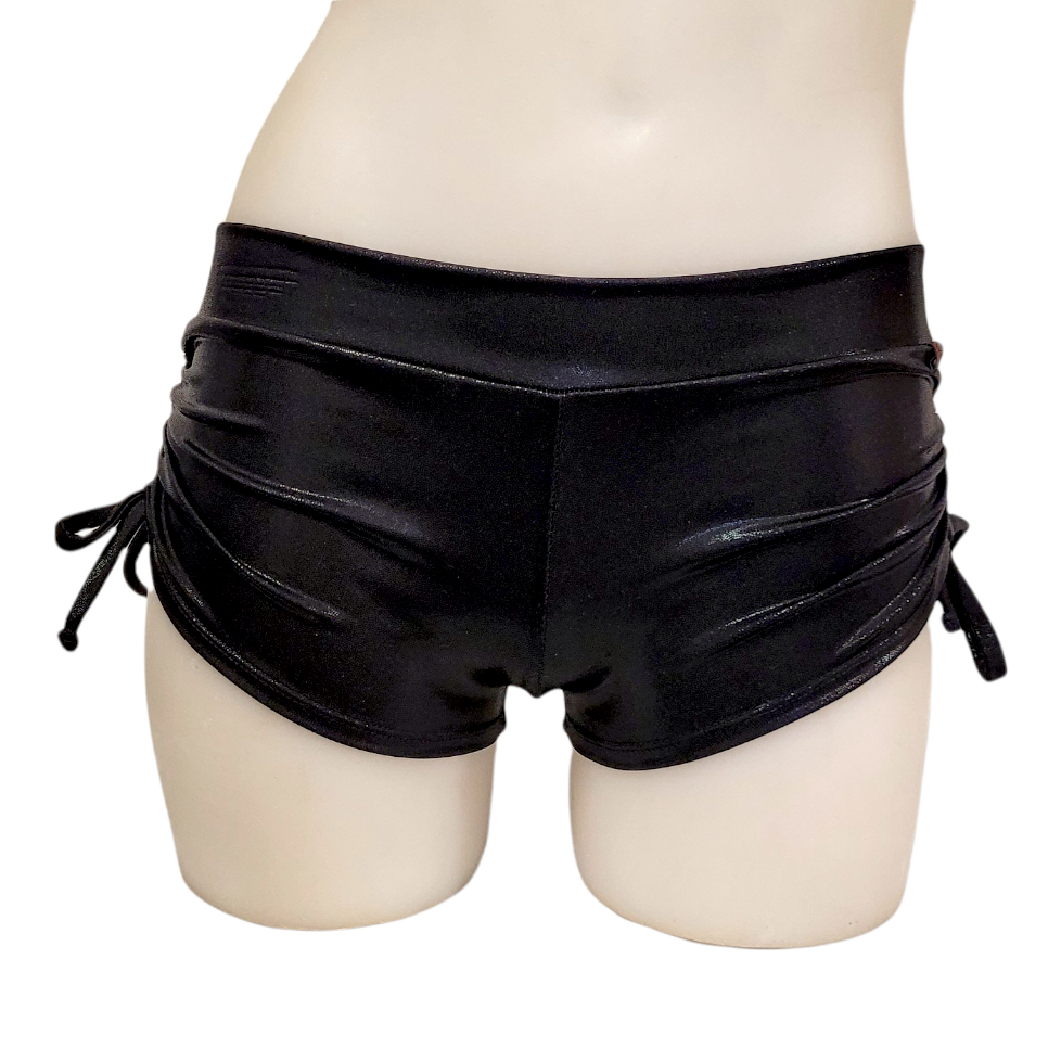 Side Tie/Scrunch Short in Black Mystique