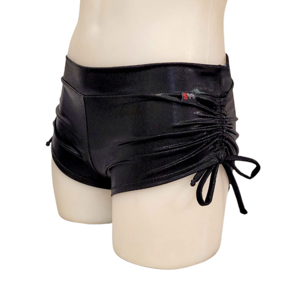 Side Tie/Scrunch Short in Black Mystique