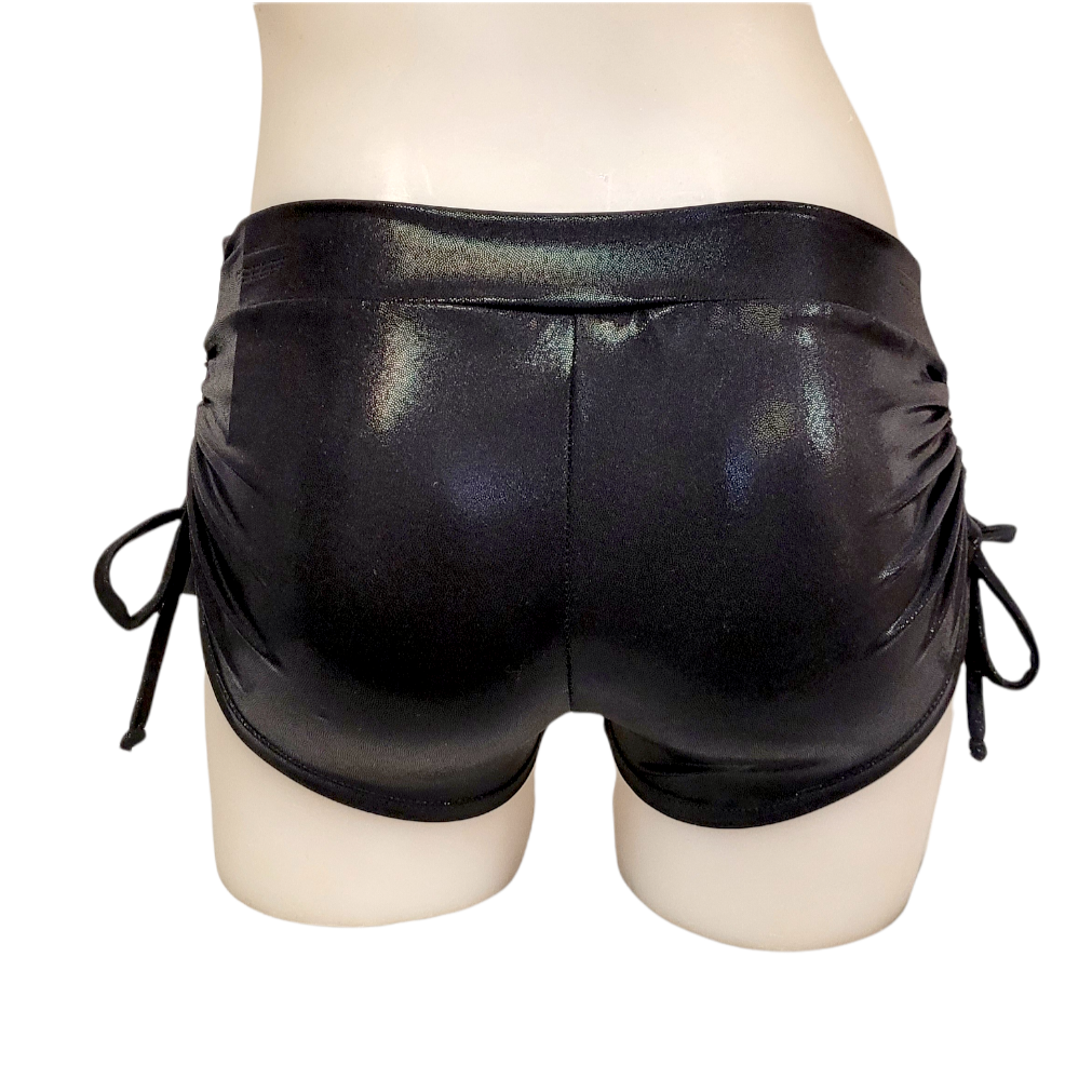 Side Tie/Scrunch Short in Black Mystique