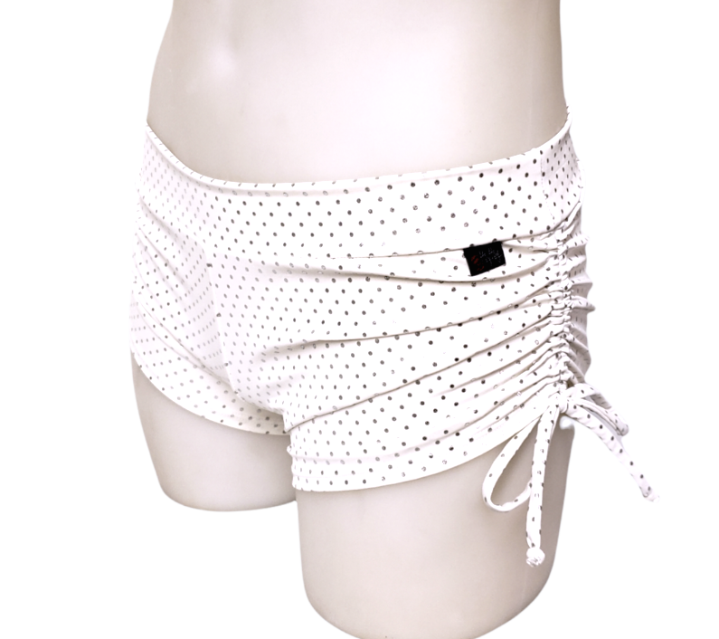 Side Tie/Scrunch Short in Silver Shimmer Dot