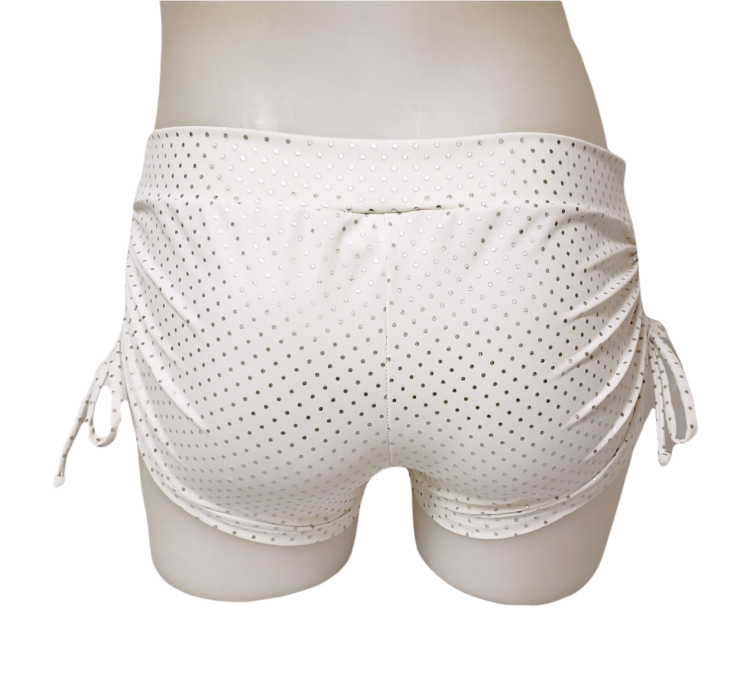 Side Tie/Scrunch Short in Silver Shimmer Dot