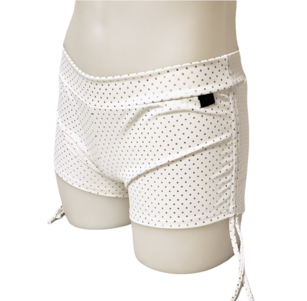 Side Tie/Scrunch Short in Silver Shimmer Dot