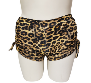 Side Tie/Scrunch Short in Yellow Leopard