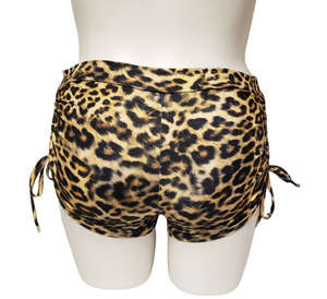 Side Tie/Scrunch Short in Yellow Leopard