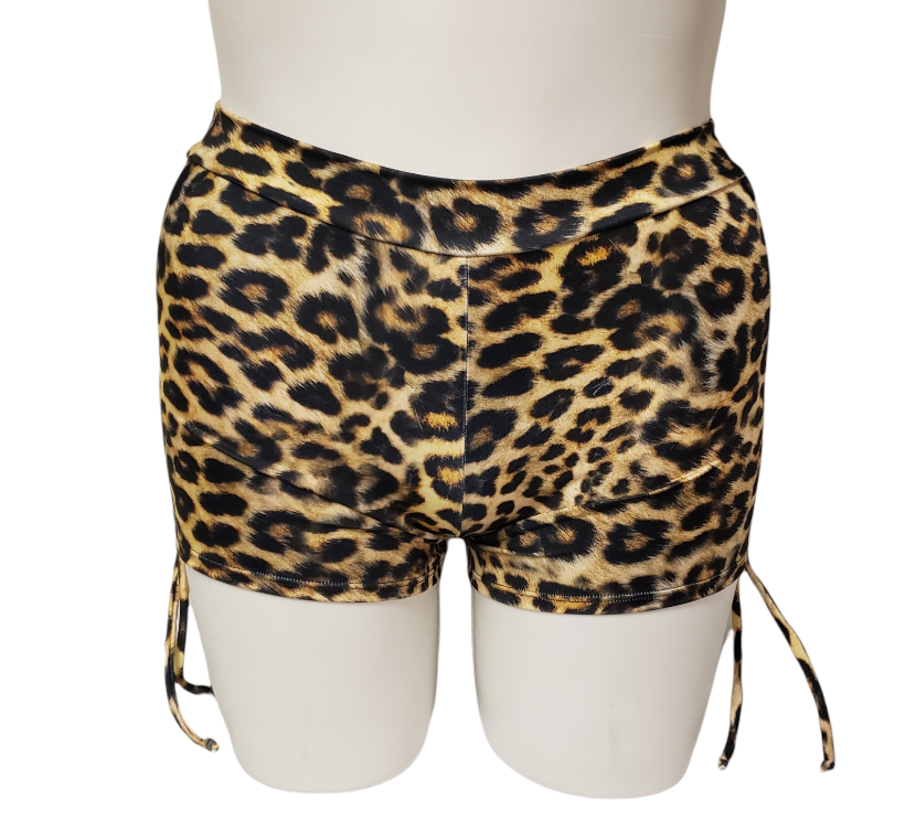 Side Tie/Scrunch Short in Yellow Leopard