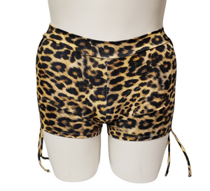 Side Tie/Scrunch Short in Yellow Leopard