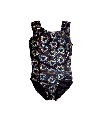 Leotard - Black and Silver Hearts