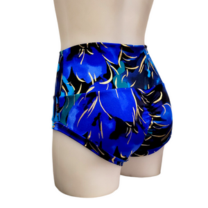 High Waisted Booty Short in Blue Tropical