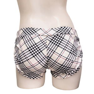 Side Tie/Scrunch Short in White Plaid