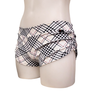 Side Tie/Scrunch Short in White Plaid