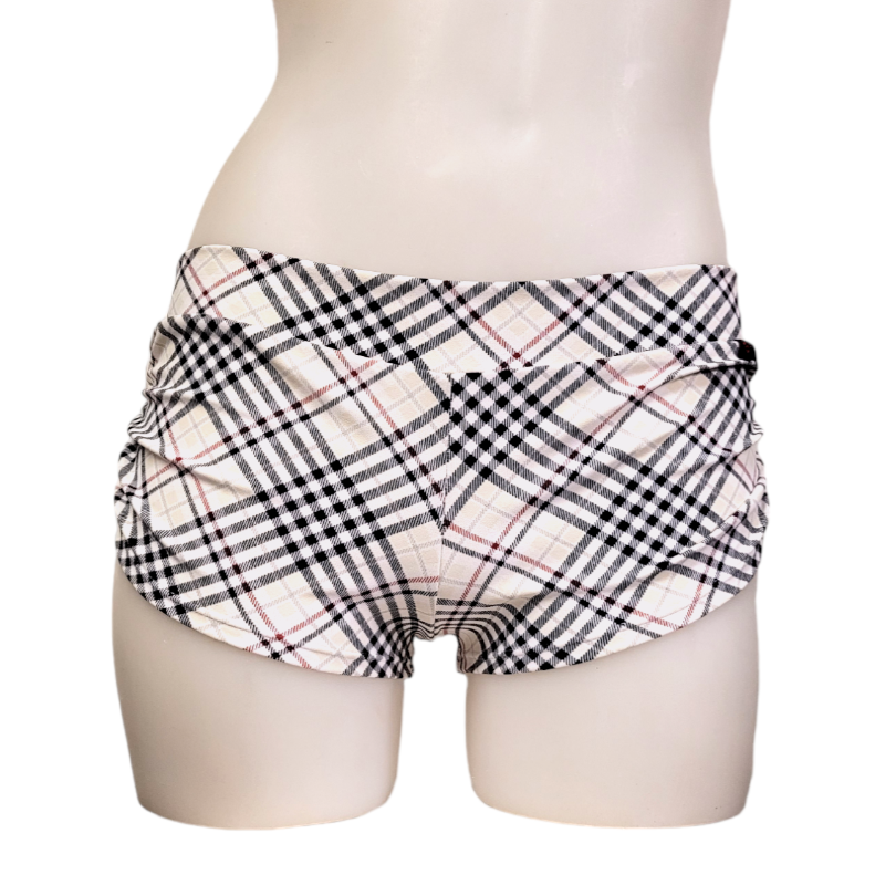 Side Tie/Scrunch Short in White Plaid