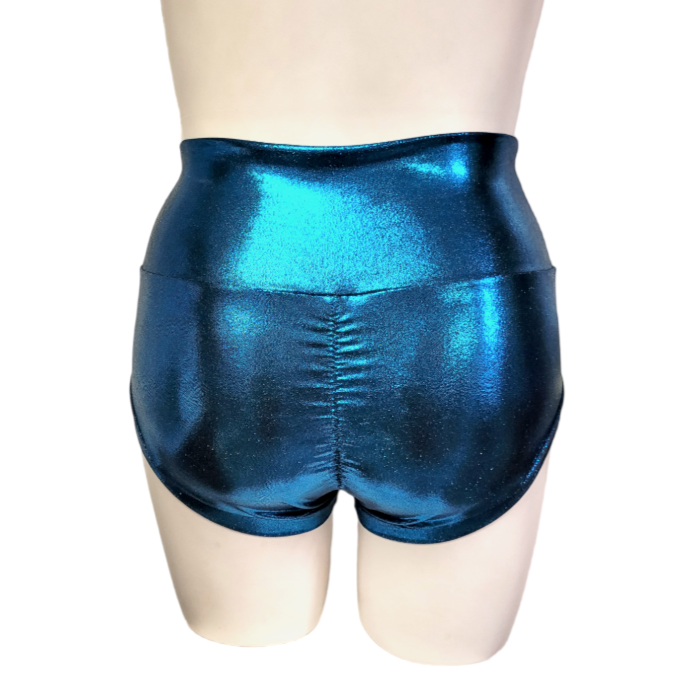 High Waisted Booty Short in Black Teal Mystique