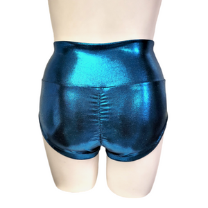 High Waisted Booty Short in Black Teal Mystique