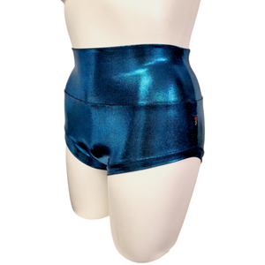 High Waisted Booty Short in Black Teal Mystique