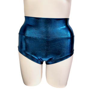 High Waisted Booty Short in Black Teal Mystique