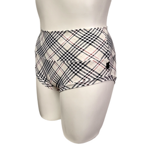 High Waisted Booty Short in White Plaid